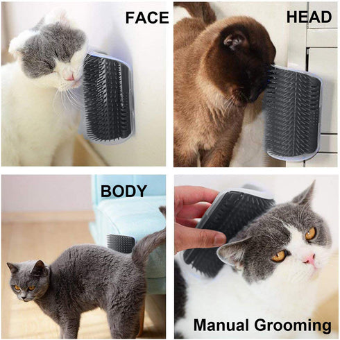 3.0 Softer Cat Self Groomer with Catnip, Dog Cat Corner Groomer, Wall Corner Scratcher Comb, 4 Pack