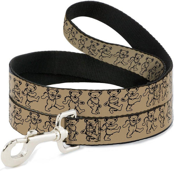 Dog Leash Dancing Bears: Tan Black, 6 Feet Long, 1.0 Inch Wide