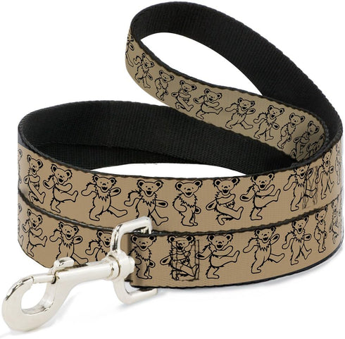 Buckle-Down Pet Leash - Dancing Bears Tan/Black - 4 Feet Long, 1/2" Wide