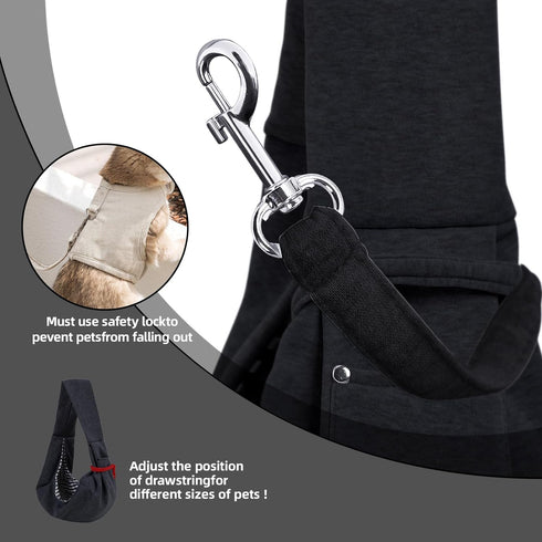 Reversible Dog Carrier Sling, Puppy Purse with Storage Pocket, Hands-Free Carrier for Small Dogs and Cats, Travel