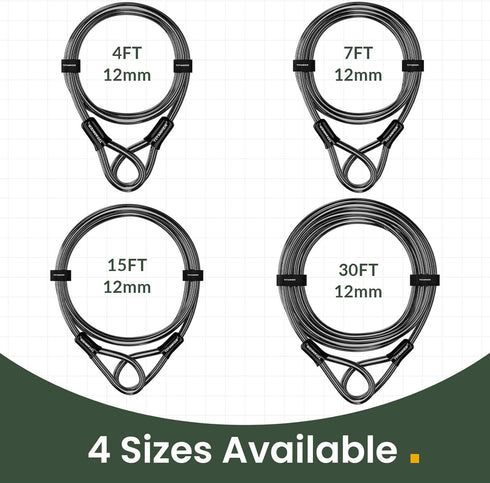 Titanker Bike Lock Cable, 12mm Thick Heavy Duty Steel Cable, Vinyl Coated Security Chain (4ft, 7ft, 15ft, 30ft)