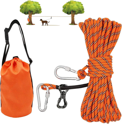 XiaZ Dog Tie Out Cable - 50ft Portable Overhead Trolley System for Dogs up to 200lbs, Dog Lead for Outdoor Events