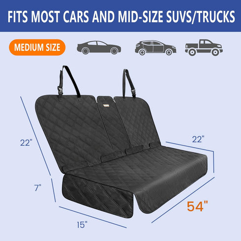 900D ALLANSING Back Seat Cover - Oxford Waterproof Car Seat Protector, Fits Cars/SUVs/Trucks, Split Bench, Non-Slip
