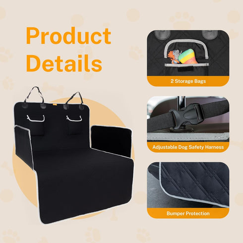 Toozey 72.8"x40.6" Dog Car Seat Cover for SUV, Sedan & Van, Waterproof & Tear-Resistant Back Seat Pet Cover for Dogs