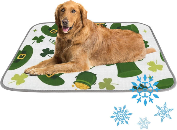 imiBBWQu Cooling Mat for Dogs St Patricks Day Pattern Cool Down Dog Mat