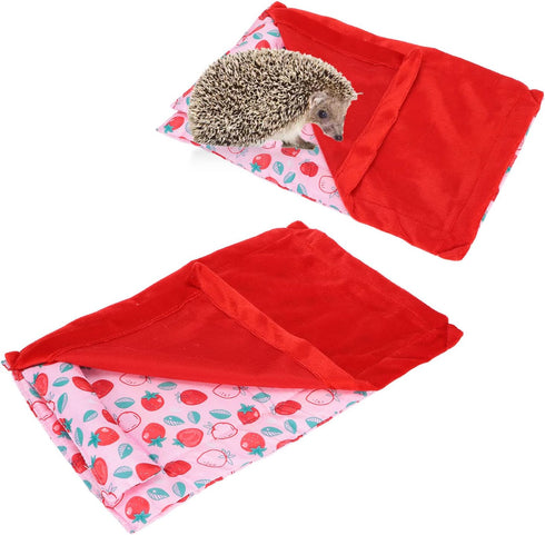 Reptile Sleeping Bag, Soft Warm Bearded Dragon Bed with Pillow for Leopard Gecko Small Pet (Red)