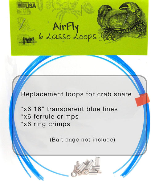 USA(6 AirFly Crab Traps Accessories for Dungeness, Rock and Blue Crab. Designed in San Francisco, Loops Replacement)