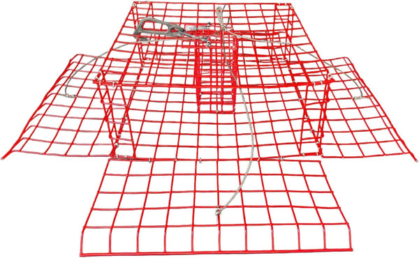 Massachusetts Folding Bridge Blue Crab Trap, Heavy-Duty Metal Wire Mesh Drop-Net, Collapsible