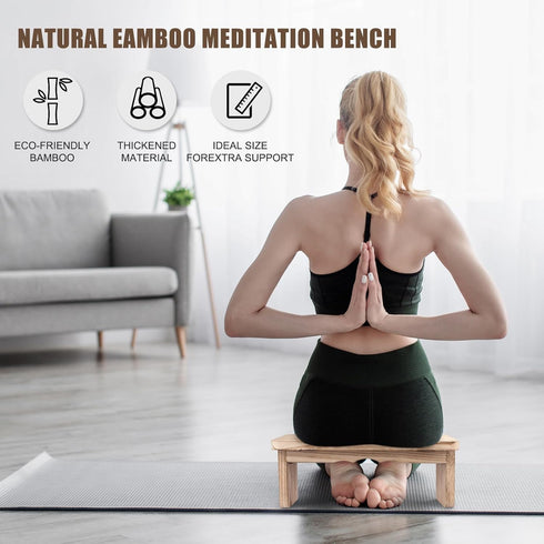 Meditation Bench - Yoga Bench,Wooden Zen Meditation Stool Kneeling Bench for Mindfulness Practice Tea Ceremony