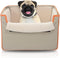 Collapsible Pet Booster Car Seat Box with Plush Fleece Cover, Foldable Carseat for Small Dogs Under 20 lbs, Khaki