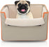 Collapsible Pet Booster Car Seat Box with Plush Fleece Cover, Foldable Carseat for Small Dogs Under 20 lbs, Khaki
