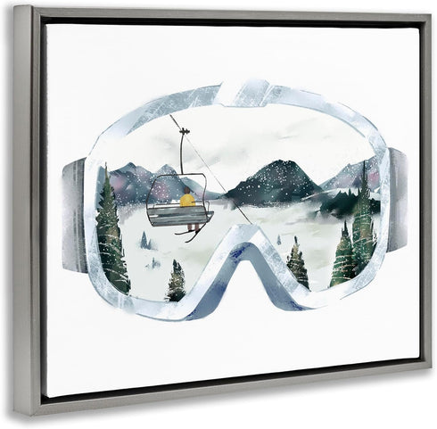 Stupell Industries Ski Mountain Reflection in Sports Goggles, Winter Forest Design by Ziwei Li