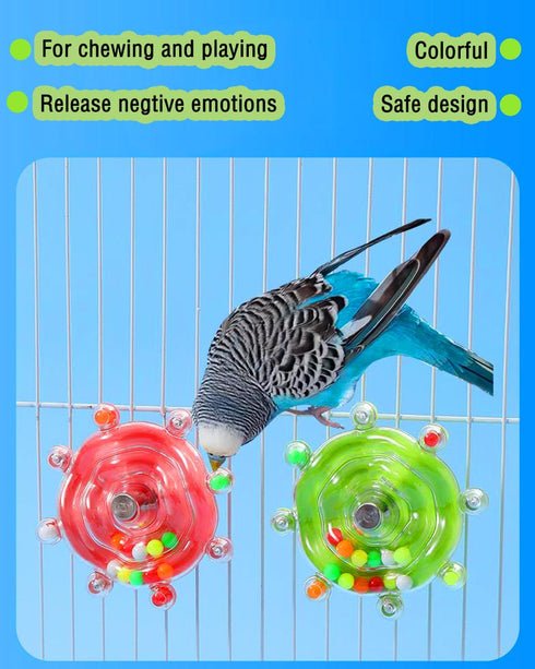 3PCS Conure Toys, Upgraded Bird Rotating Toys Parrot Spinning Toys Parakeet Rattle Toys for Small-Medium Parrots