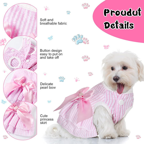4 Pieces Summer Princess Dog Dresses for Small Medium Dogs, Tutu Skirt Apparel for Chihuahua Yorkies Pup Cat (X-Small)