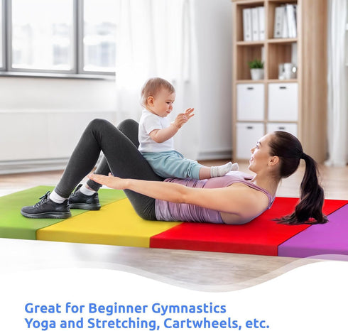 5-Panel 77''x30''x1.4'' ZENY Folding Gymnastics Mat, Gym Mat Tumbling Mat with Carry Handles for Home Workouts, Yoga