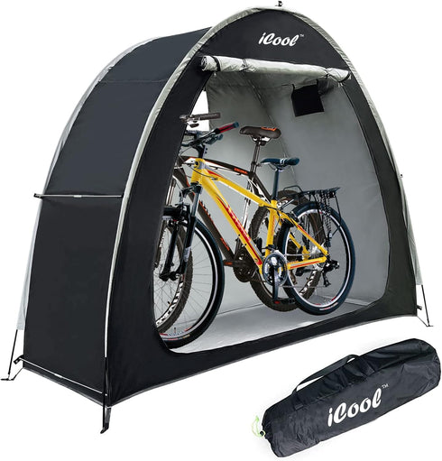 iCool Outdoor Bike Covers Storage Shed Tent, Waterproof Fabric Aluminum Alloy Bracket for 2 Bicycles