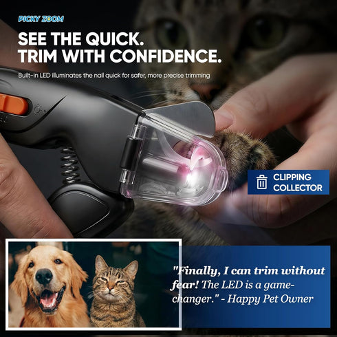 Picky zoom 2-in-1 Trimmers, Dog & Cat Nail Clippers and Grinder with Light Safety Guard to Avoid Overcutting, Sharp