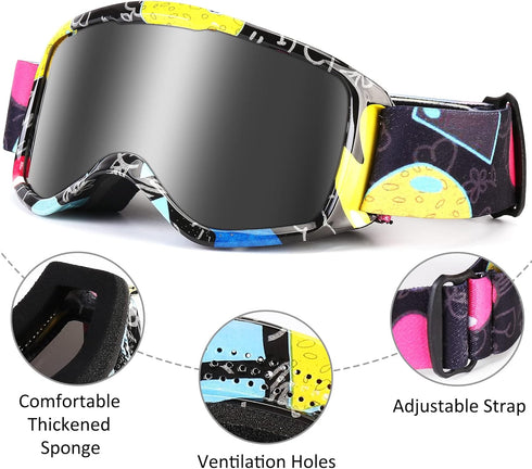 Kids Non-Slip Strap Ski Goggles, Snowboard Goggles