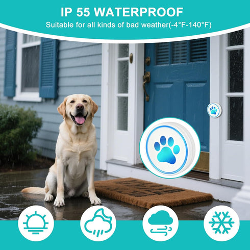 Yoiilifee 1000 IP65 60 Dog Door Bell for Potty Training, Smart Wireless Doggie Doorbell to Go Outside, Feet Long Range