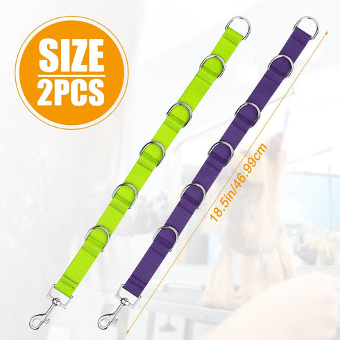 2pcs Dog Grooming Extender, Quick Release Nylon Adjustable Table Straps for Grooming Leash Loops (Green, Purple)