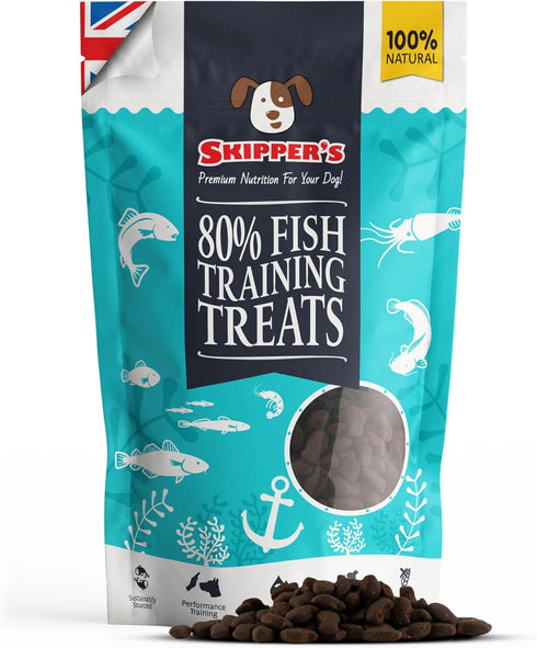 SKIPPER'S Fish Training Treats for Dogs, 80% Steamed Salmon & Trout, Grain Free, 3.5 Oz