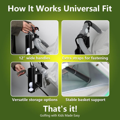 Generic 16-Club 12-Ball Golf Stroller Attachment, & Capacity with Adjustable Straps, Universal Fit, Golf Club Holder