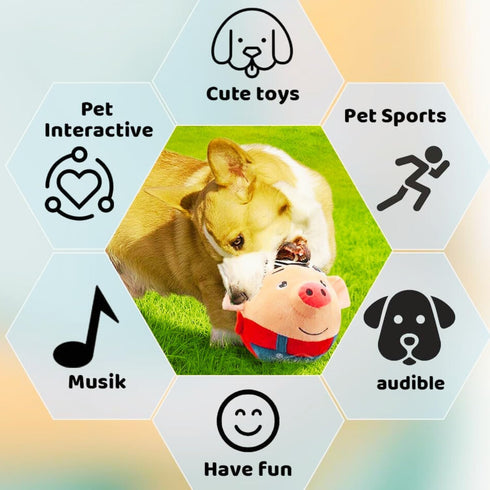 Active Moving Pet Plush Toy - Interactive Talking Moving Dog Ball, Washable Cartoon Pig Plush Sound Toy for Dogs and