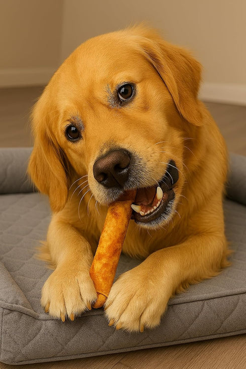 100% 5" 18 Count/1 Pack Pet Factory Made in USA Beefhide Chip Rolls Dog Chew Treats - Beef & Chicken Flavor