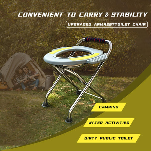 Commode Commode Temvue Outdoor Folding Portable Toilet Seat, Stainless Steel Portable Potty Chair, Perfect for Camping