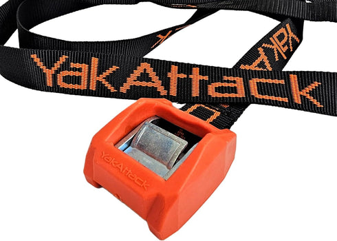 YakAttack Heavy Duty Cam Strap Kayak Tie Down with Protective Rubber Buckle, Black/Orange Fishing Accessories