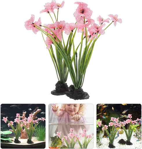 Abaodam 2Pcs Aquarium Landscaping Accessory - Realistic Fake Plants for Fish Tank Decor