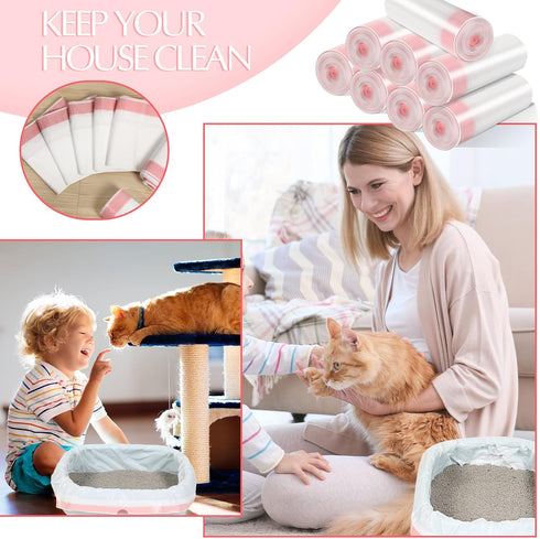 80 (36 18 Inch) Sabary Cat Litter Box Bags Jumbo Kitty Pan Liners with Drawstring Sturdy Hdpe Material for Cat Pet