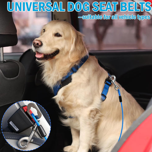 Harness,32 Inch/80 cm Dogs2 Pack Dog Car Safety Double Clips Seatbelt Dog LeashNo Chew seat Belts for Blue