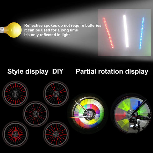 SANNIX 84pcs/7 Sets Bicycle Spoke Skins Wraps, Reflective Kids Road Mountain Bike Wheel Decoration Reflectors