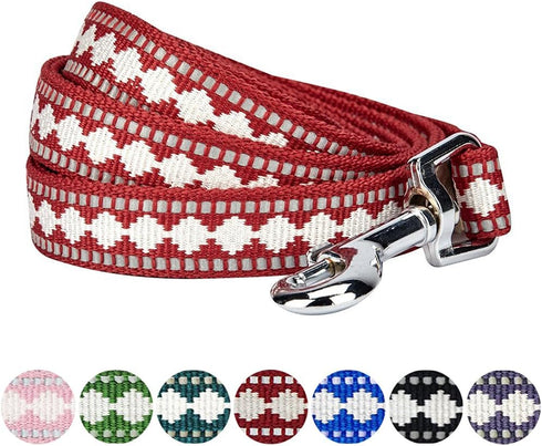 Blueberry Pet Small 3M Reflective Jacquard Dog Leash, 5 ft x 5/8", Marsala Red