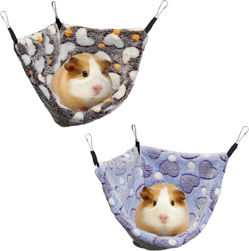 GOMICRAFT Pack of 2 Hanging Corner Hammock with Hooks for Rats, Squirrels, Sugar