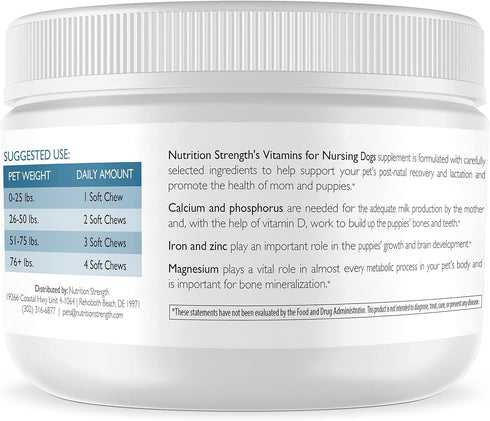 Vitamins for Nursing Dogs to Support Lactation, Milk Quality, Healthy Puppies, 120 Soft Chews