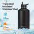 One Gallon Insulated Water Bottle, 128oz Large Sports Stainless Steel Jug, Triple Wall Vacuum Cold & Leak-proof with