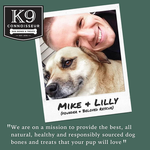 K9 Connoisseur Dog Bones Natural Long Lasting Meaty Beef Knee Cap Bone Treats Bundled with Slow Roasted Beef Lung Bites