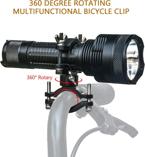 LIGHTFE Aluminum Bike Flashlight Mount for Large Size Bike Lights,U Lock Mount for Bike Lock Holder, 360° Rotation Adjustable Bicycle Flashlight Mount Flashlight……