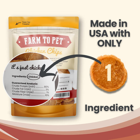 Dog Training Treats, Chicken Chips, Single Ingredient, Healthy All Natural Treats for All Dog Breeds