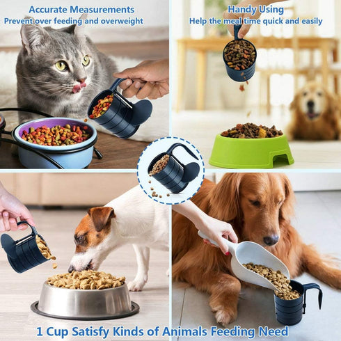 Dog Food Scoop, 4 Cup Measuring Scoop for Pets, Includes 1/4 C, 1/2 C, 3/4 C, 1 CUP for Dogs, Cats, and Birds