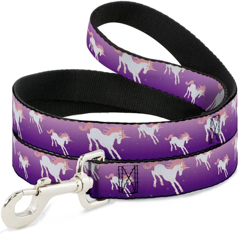Buckle-Down Pet Leash - Unicorn Sparkles Purple/Pink - 4 Feet Long - 1" Wide