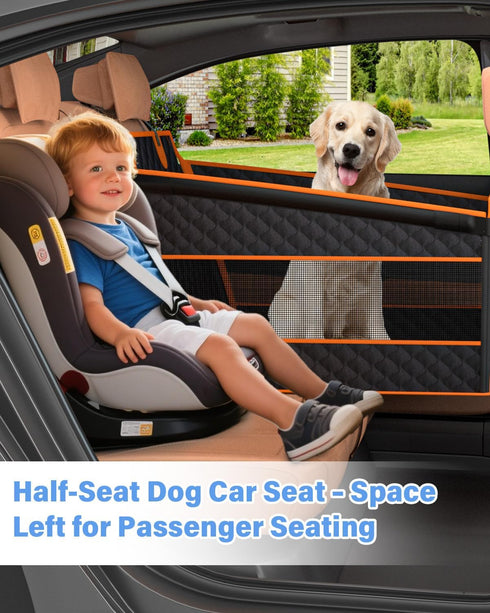 Instraella Dog Car Seat for Large Dogs, Half Back Seat Extender with Hard Bottom, Waterproof Non-Slip Pet Car Seat