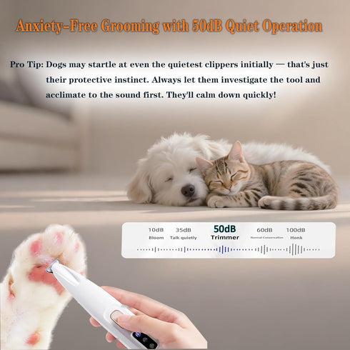Cofiabby Trimmer 2 Electric Paw for Dogs & Cats - Quiet Rechargeable Clipper with LED Light, Wide Blades, Waterproof