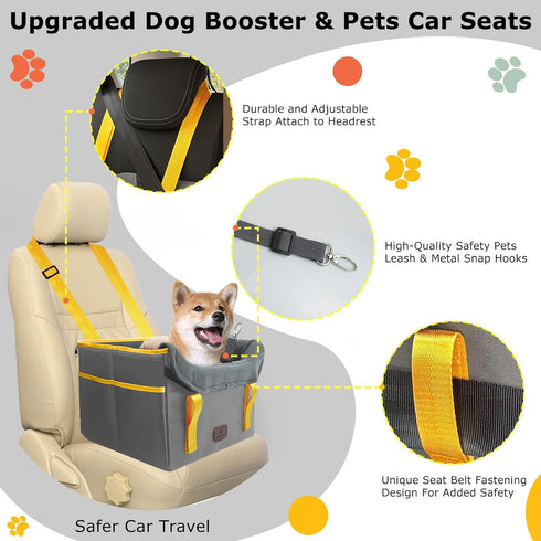25lbs Dog Car Seat for Small Dogs, Fuzzy Dog Car Seat Up to Stable, Waterproof, Foldable with Clip-On Safety Leash, Pet