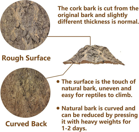 Tfwadmx 2Pcs Cork Terrarium Background, 11.8”x7.9” Natural Cork Bark Backdrop for Reptile Accessories
