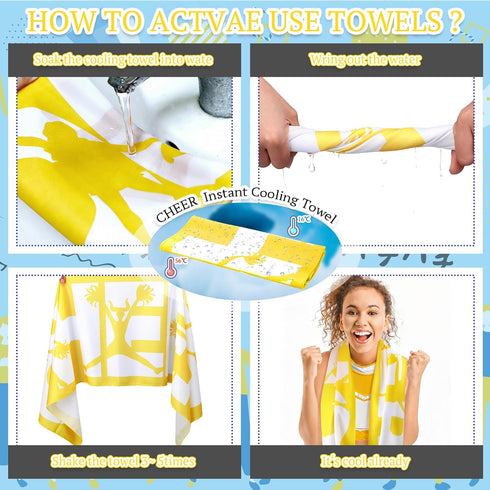 Windkream 12 40" 12" Pcs Cheerleader Cooling Towel Cheer Gifts Bulk for Team Cheer Sports Gifts with Bags x Breathable