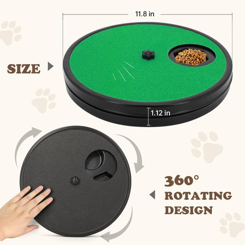 3 in 1 Rotatable Round Dog Nail Scratch Board with Treats Compartment, Stress-Free Scratch Pad for Dogs (Green)