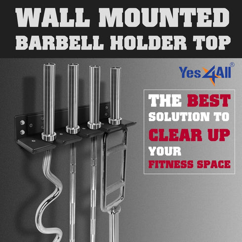 Yes4All Vertical Wall Mounted Olympic Barbell Holder, Barbell Storage Rack for Home Fitness Equipment